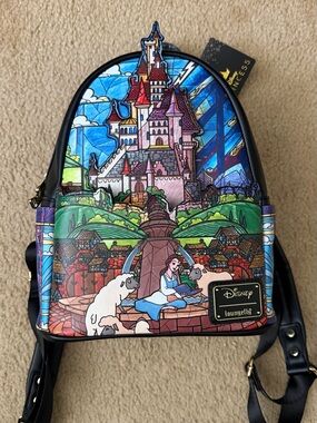 Disney Loungefly Beauty and the Beast Stained Glass Mini Backpack